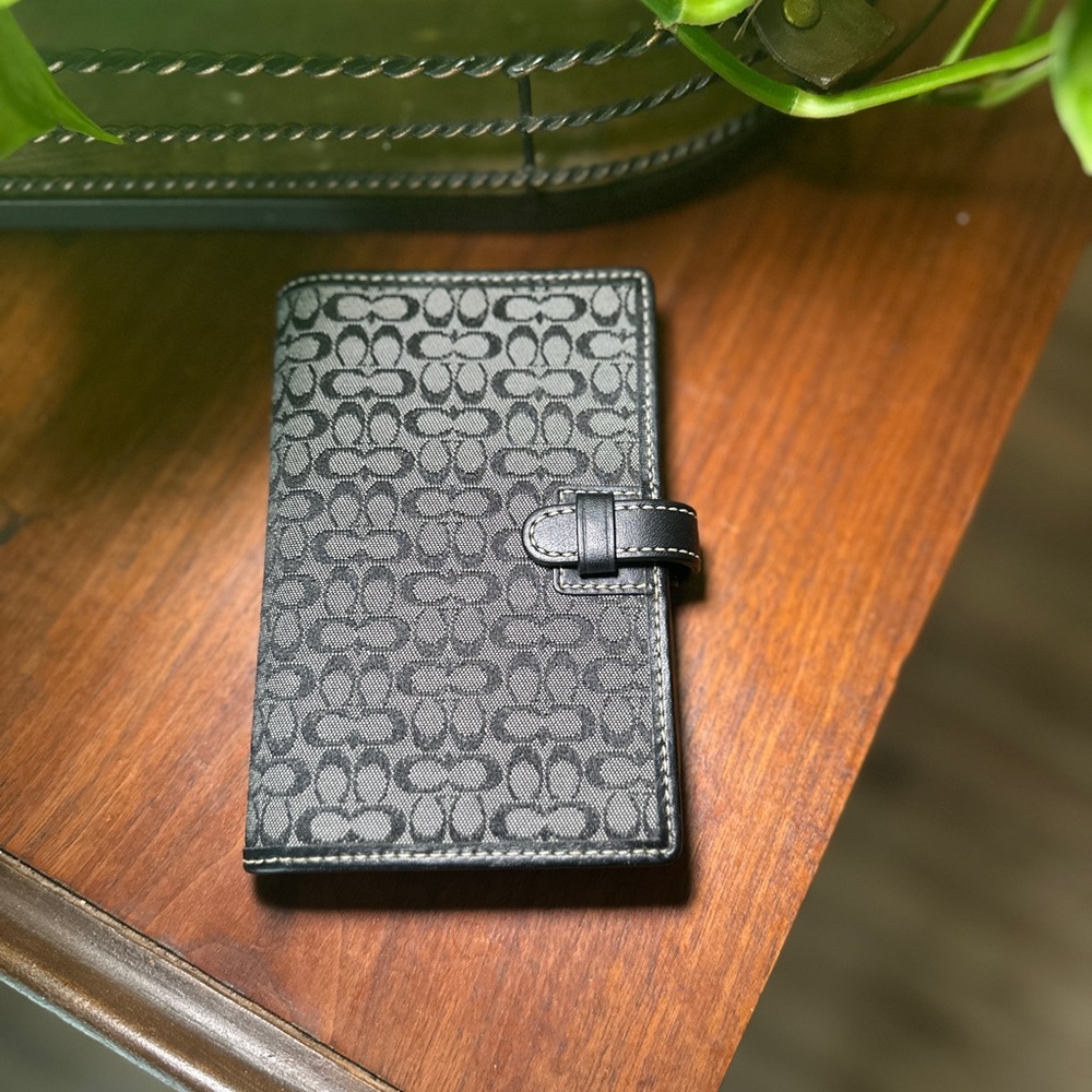 Brand New - Coach Black and Gray Signature C Address Book (unused)
